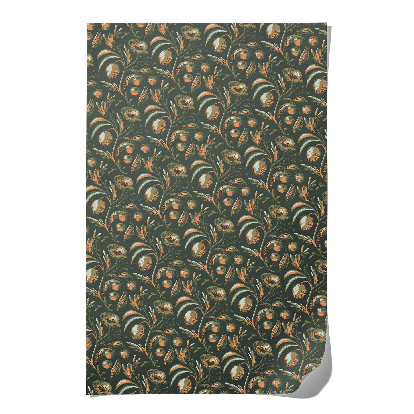 Red Cap Cards - Midnight Flowers holiday wrapping paper