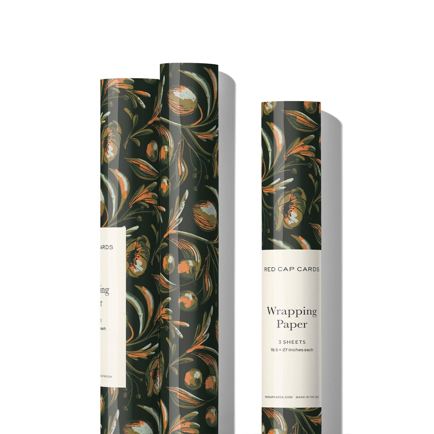 Red Cap Cards - Midnight Flowers holiday wrapping paper