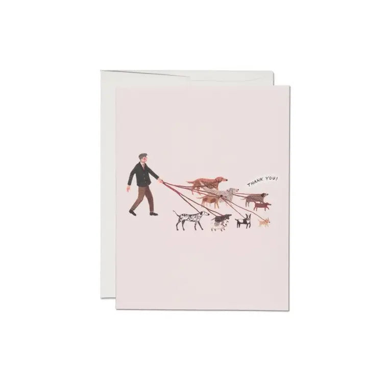 Red Cap Cards - Dog Walker thank you greeting card