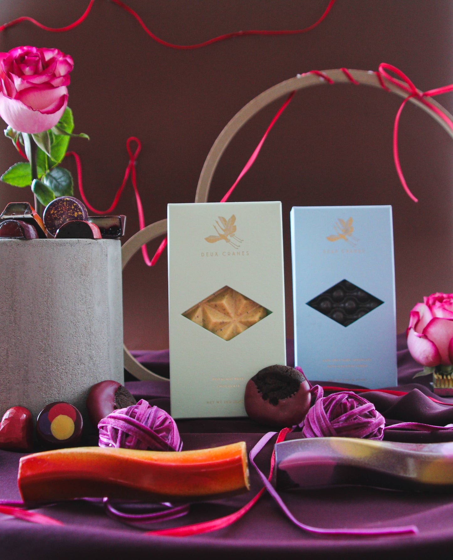 Deux Cranes - Earl Grey Dark Chocolate + Seto-Uchi Lemon Chocolate
