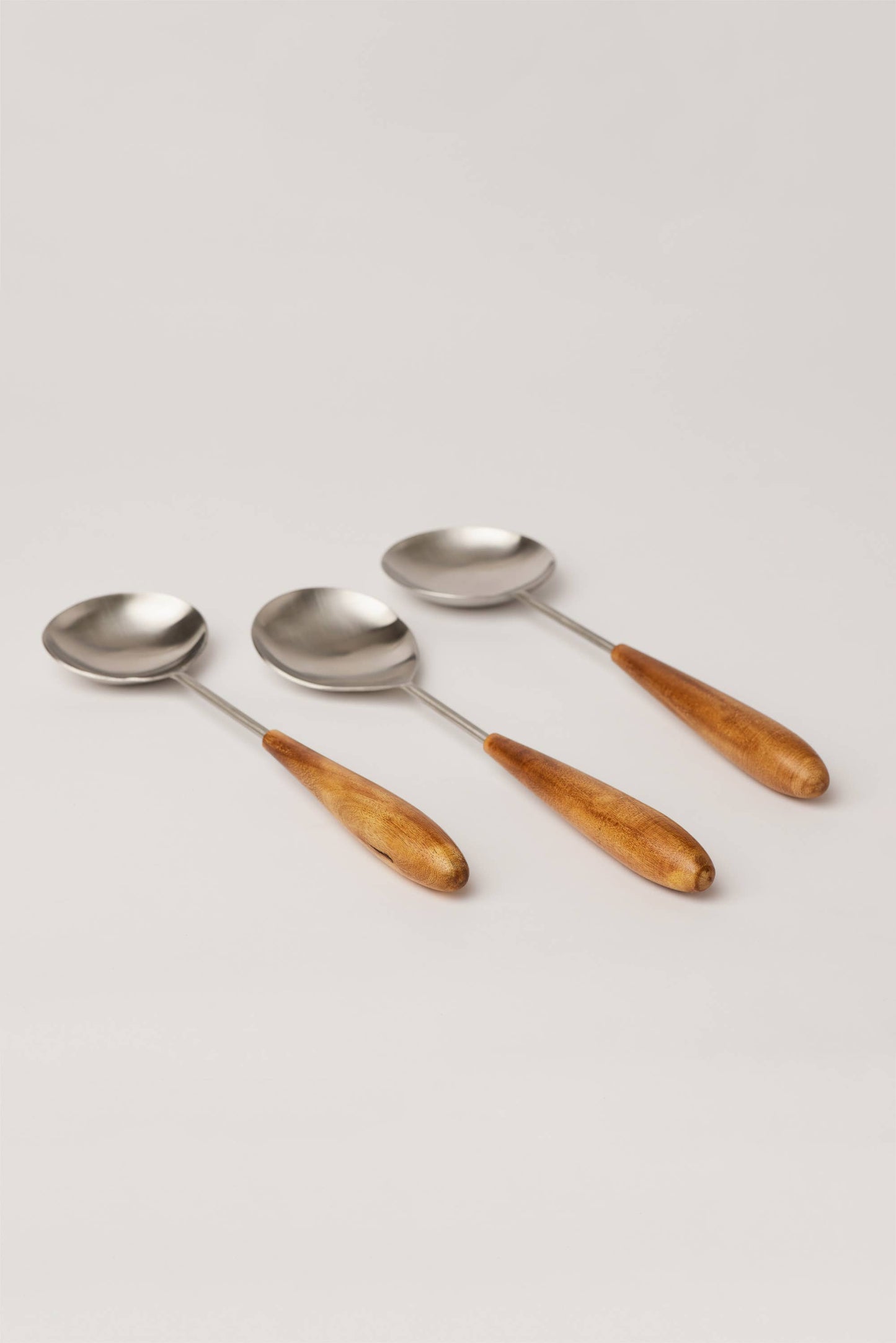 Wood & Steel Serving Utensils - Set of 3