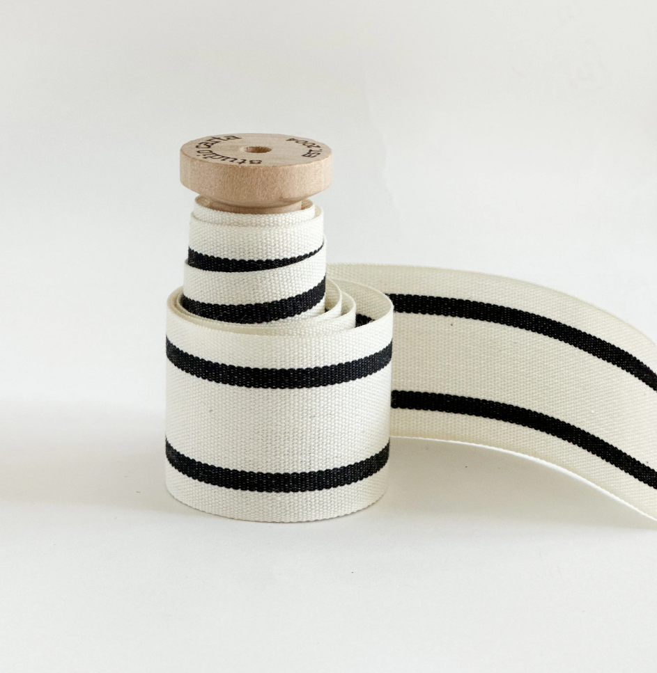 Studio Carta - Striped Cotton Ribbon, Wood Spool (1 yard)