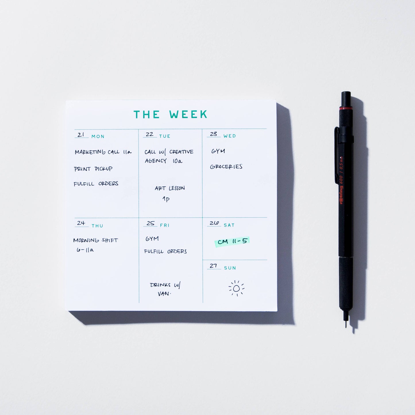 Case Study - Small Weekly Desk Planner Notepad