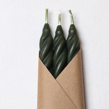 Pine Beeswax Spiral Taper Candles - Set of 3