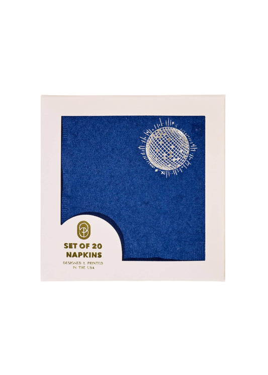 Navy Disco Cocktail Napkins- Set of 20