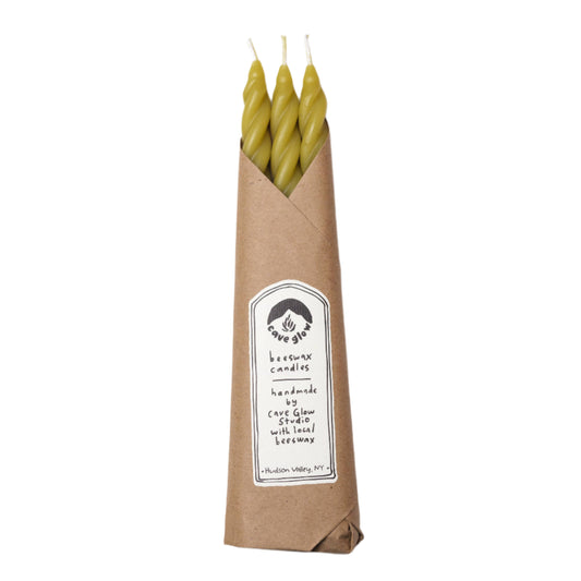 Chartreuse Beeswax Taper Candles - Set of 3