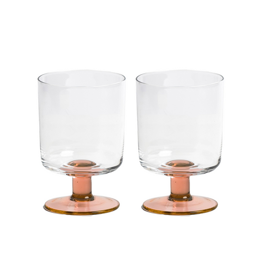 Eddie 2-Tone Wine Glasses Set of 2 - Clear/Coral