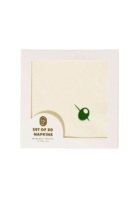 Olive Cocktail Napkins - Set of 20