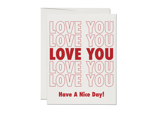 Red Cap Cards - LOVE YOU greeting card