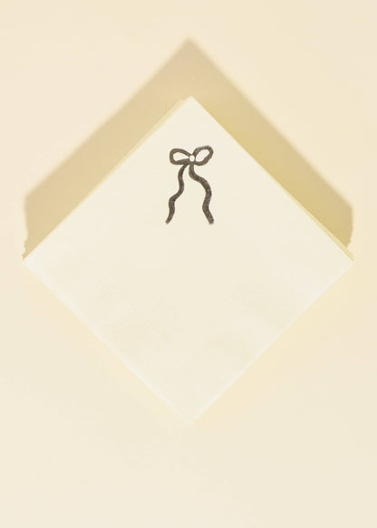 Silver Bow Cocktail Napkins - Set of 20