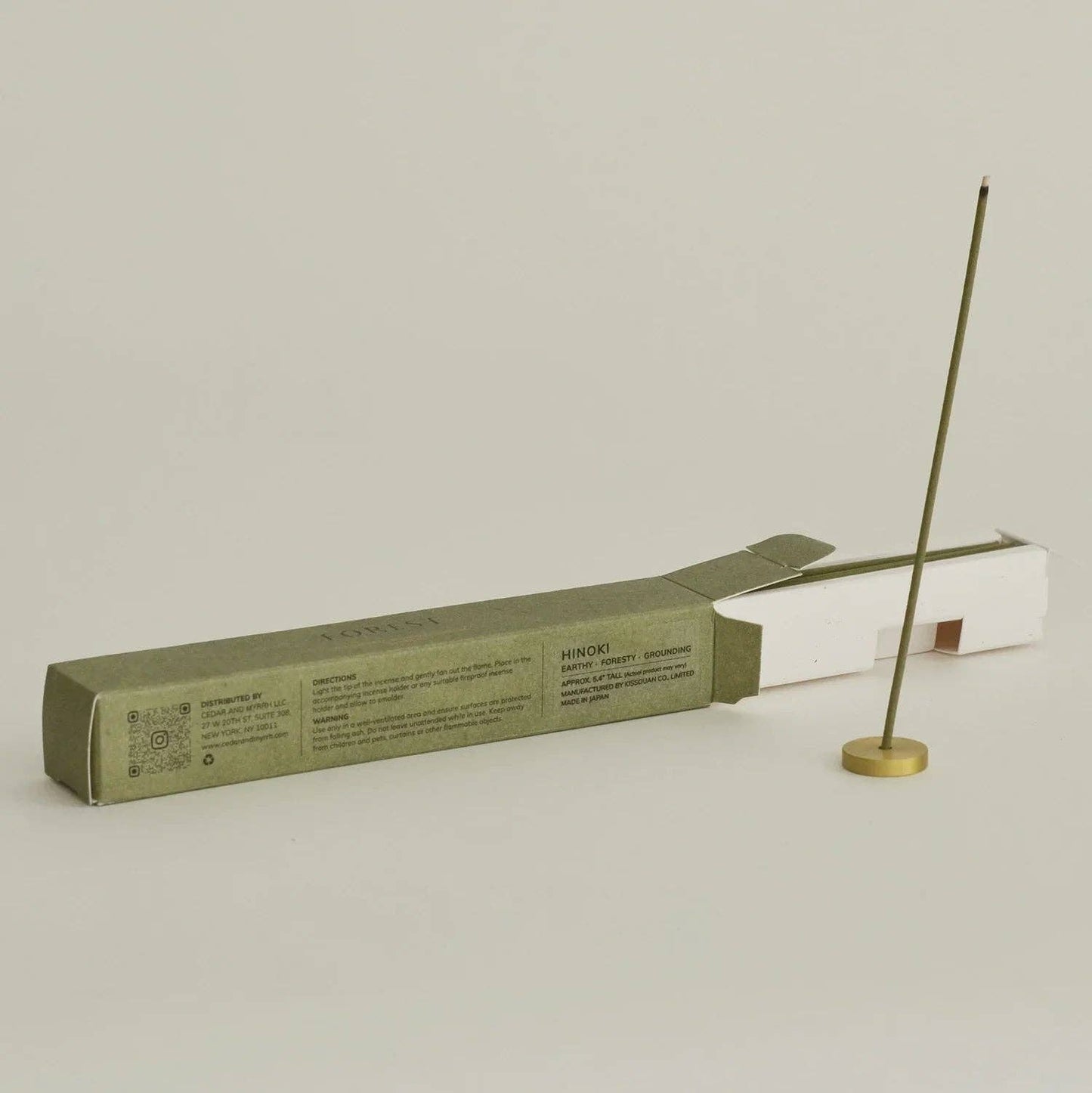 Cedar and Myrrh - Brass Hinoki Japanese Incense Stick Set