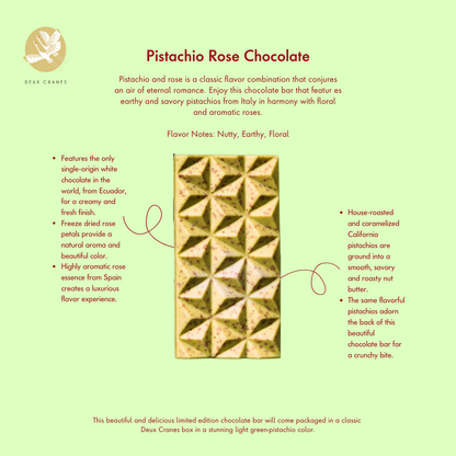 Deux Cranes - Pistachio Rose Chocolate (limited Edition)