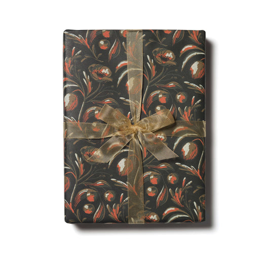 Red Cap Cards - Midnight Flowers holiday wrapping paper