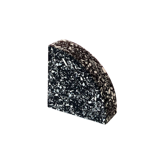 Midnight Black and White Quarter Circle Terrazzo Bookend Set