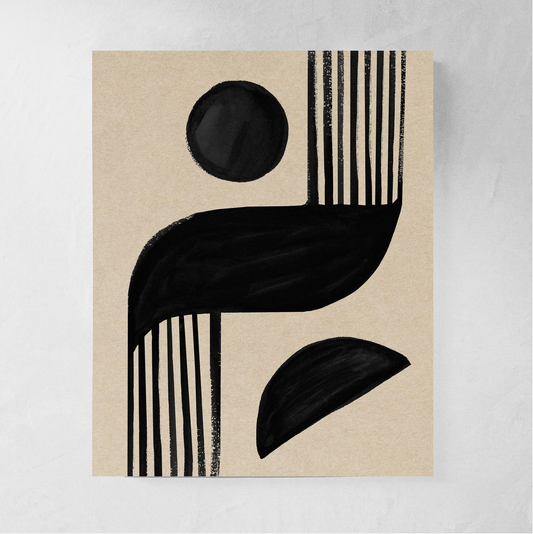 Honora Papers - Black & Beige Modern Abstract Art Print