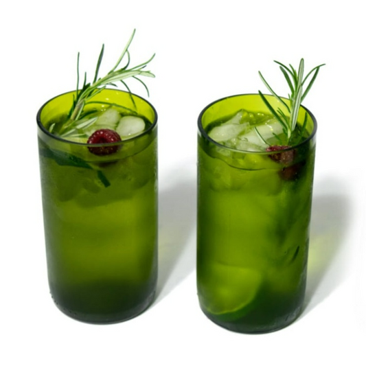 Upcycled Green Highball Glasses - Set of 4